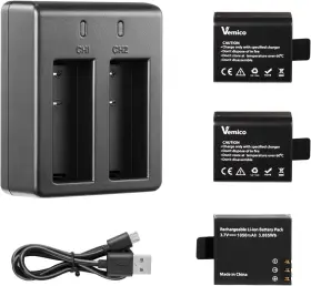Vemico-us-025 Vemico Action Camera Battery 3x1050mah Rechargeable Sports Fo