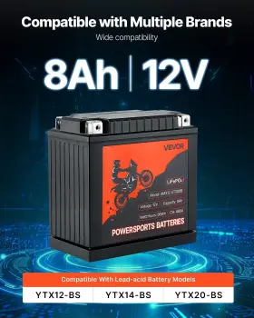 Ytx12-bs Vevor 197988526902 Motorcycle Battery 12v 8ah High Performance Powersports