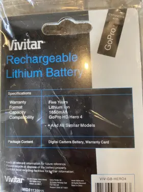 Ahdbt-401 Vivitar 681066850893 New Rechargeable Lithium Battery For Gopro Hero 4 - Set Of Two #3