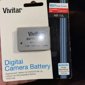 Viv-cb-10l Vivitar Nb-10l 1300mah Replacement Li-ion Battery For Powershot Sx40 Sx50 Hs And G
