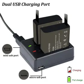 Vvhooy 603849463113 3 X 1050mah Rechargeable Action Camera Battery With Usb Dual Charger Compatib #2