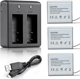 Vv-gp-bc-3p-3c Vvhooy 3x1350mah Action Camera 3 1350mah Batteries With Dual Port Battery Charger