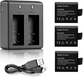 Yt-bc-900-2 Vvhooy Action Camera Battery Pack 3 Pcs 3.7v 1050mah Rechargeable Li-ion Batteri