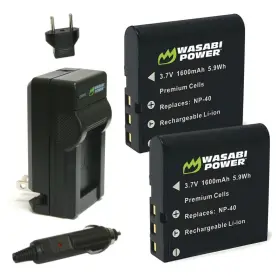 Wasabi 610074887171 Power Battery 2 Pack And Charger For Kodak Lb 060 Black