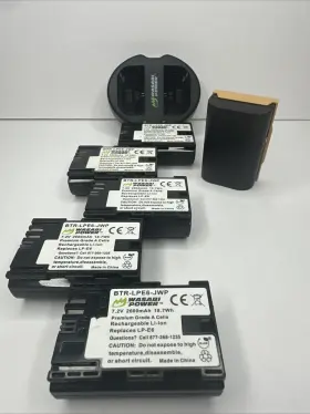 Lp-e6n Wasabi Power 610074882176 Battery 6-pack And Dual Charger For Canon 2600 Mah 7.2v