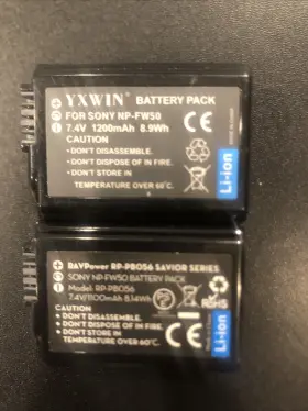 Np-fw50 Wasabi Power 610074882398 Lot Of 2 Batteries For Sony 2-pack