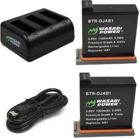 Wasabi Power 610074885252 Dji Osmo Action Battery And Fast Charger Kit 2x 1300mah Batteries