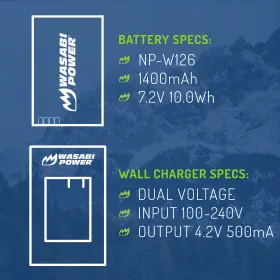 Np-w126s Wasabi Power 610074886389 Battery 4-pack And Charger For Fujifilm Np-w126 #3