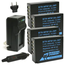 Np-w126s Wasabi Power 610074886389 Battery 4-pack And Charger For Fujifilm Np-w126