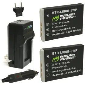 Kit-btr-norcnp900-lch Wasabi Power Np900 Battery 2-pack And Charger For Benq Minox Norcent