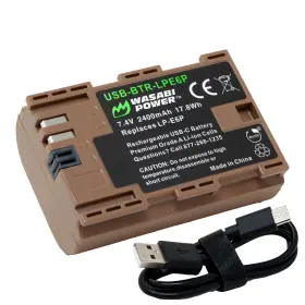 Usb-btr-lpe6p Wasabi Power Usb Battery For Canon Lp-e6p With Usb-c Fast Charging