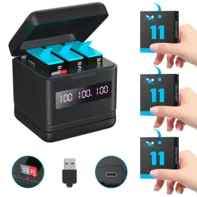 Weekinend 741365676010 Replacement Batteries 2000mah 3-pack For Hero 12/11/10/9 And Storage Fast Char