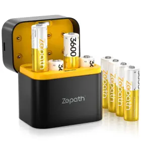 3600mwh Zepath Charger 8aa Rechargeable Aa Lithium Batteries 8 Pack With Fast High Capac