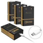4 Pack Rechargeable 9V Batteries Lithium-ion With Usb Charging Cabl.... Fixed Price $21.63.