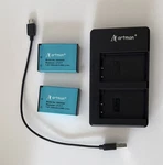 Artman LP-E17 Battery 2-PACK With Charger Open Box (unused). Fixed Price $14.99.