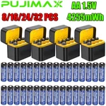 8/16/24/32PCS Pujimax 4255MWH Aa 1.5V Rechargeable Lithium Battery + Charger Box. Fixed Price $58.69.