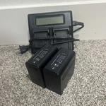 2X Shape BP-975G Batteries + Dual Lcd Charger Bundle Tested Works. Fixed Price $74.99.