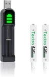 Tectra 2X Aaaa Batteries, Ni-mh Rechargeable Battery + Led Usb Charger For. Fixed Price $21.95.