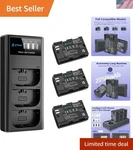 Extended-life LP-E6N 3-PACK Battery & Charger For Canon Cameras 2750MAH Power. Fixed Price $60.00.
