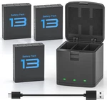 Pack Batteries And 3-CHANNEL Battery Charger Station For Gopro Hero 13 Black. Fixed Price $35.99.