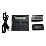 2X Shape BP-975G Batteries + Dual Lcd Charger. Fixed Price $128.00.