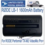 LB-1 1600MAH Microphone Battery Rode Performer TX-M2 Videomic Pro+. Fixed Price $29.99.