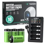 Taken CR123A Rechargeable Batteries 4 Pack, 3.7V Lithium Battery And Led Charger. Fixed Price $14.99.