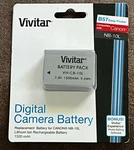 Vivitar NB-10L Battery For Canon Lithium Ion Recharge 1300 Mah. Fixed Price $14.99.