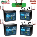 4PK Kunlun 12V 100AH LIFEPO4 Battery - Mini, 16LBS, Bms, For Trolling Motor, Rv,. Fixed Price $478.00.
