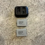 2X Enegon LP-E5 7.4V 1400MAH Camera Batteries + Dual Charger Tested Working. Fixed Price $24.95.