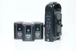 Indipro V-mount Dual 14.4V Battery Charger + 3X Kratos 99WH Li-ion Batteries Kit. Fixed Price $700.00.