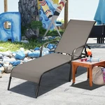Costway Chaise Lounge Chair Outdoor Fabric Recliner W/ Armrest Pool Beach Brown. Fixed Price $95.99.
