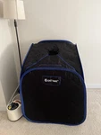 Costway Portable Steam Sauna Tent Black Blue With Chair & Generator. Fixed Price $50.00.